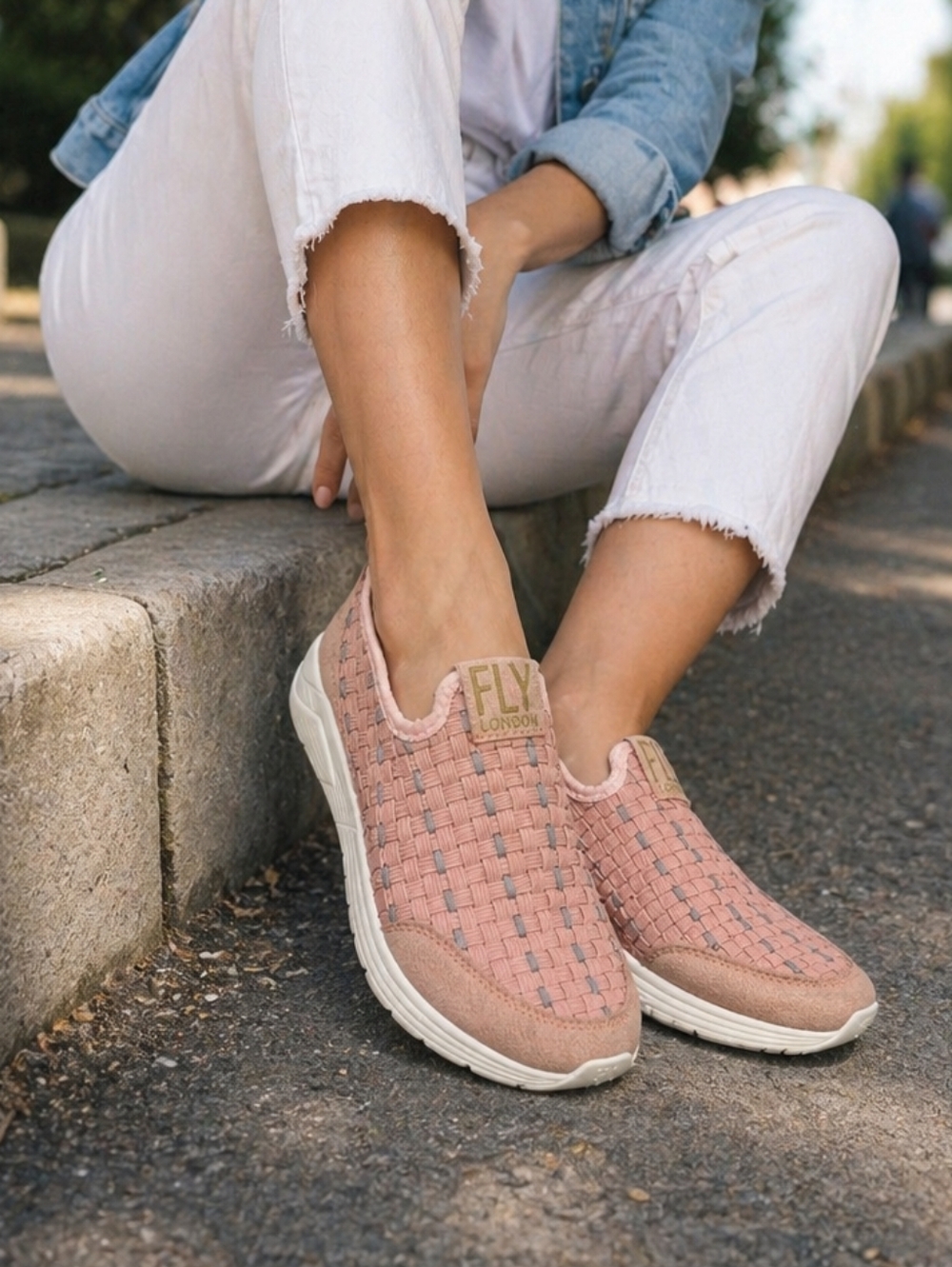 Fly London Woven Platform Slip-On Sneakers Pink Comfort Shoes Casual Travel